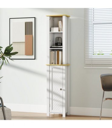 kleankin Slim Bathroom Storage Unit with Open Compartment, White