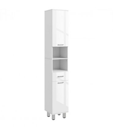 kleankin Tall Narrow Bathroom Storage Cabinet Cupboard w/ Cabinets, White