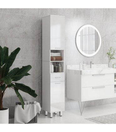 kleankin Tall Narrow Bathroom Storage Cabinet Cupboard w/ Cabinets, White