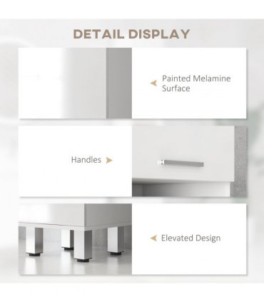 kleankin Tall Narrow Bathroom Storage Cabinet Cupboard w/ Cabinets, White