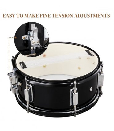 12 x 5.5 inches Professional Marching Snare Drum & Drum Stick & Strap & Wrench Kit Black