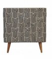 Artisan Furniture Solid Wood Edessa Bone Inlay Cabinet, 2 Shelves, Nordic Legs, Black & White