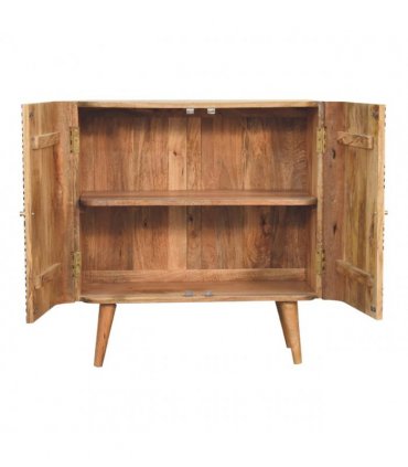 Artisan Furniture Solid Wood Edessa Bone Inlay Cabinet, 2 Shelves, Nordic Legs, Black & White
