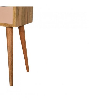 Artisan Furniture Solid Wood Mini Blush Hand Painted Bedside, Brown & Pink, 1 Drawer, 1 Shelve