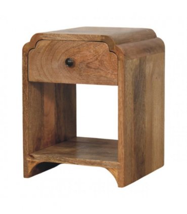 Artisan Furniture Solid Wood Newton Mini Oak-ish Nightstand with a drawer and open shelf, Brown