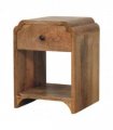 Artisan Furniture Solid Wood Newton Mini Oak-ish Nightstand with a drawer and open shelf, Brown