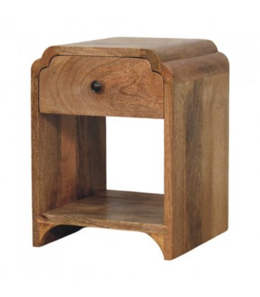 Artisan Furniture Solid Wood Newton Mini Oak-ish Nightstand with a drawer and open shelf, Brown