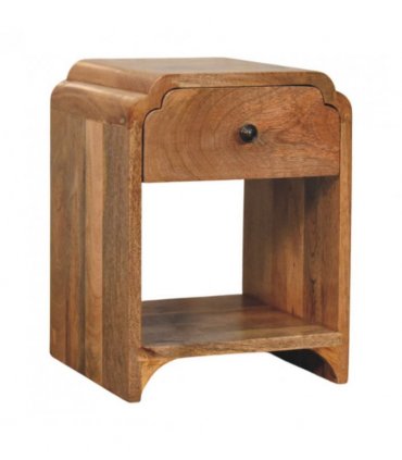 Artisan Furniture Solid Wood Newton Mini Oak-ish Nightstand with a drawer and open shelf, Brown