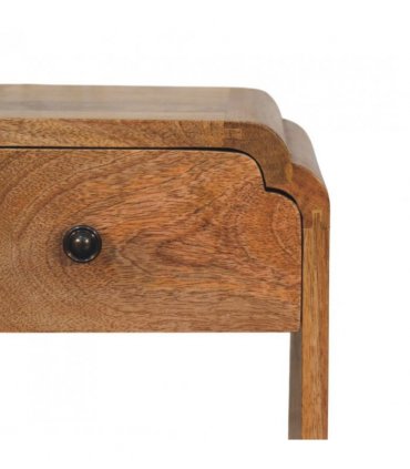Artisan Furniture Solid Wood Newton Mini Oak-ish Nightstand with a drawer and open shelf, Brown