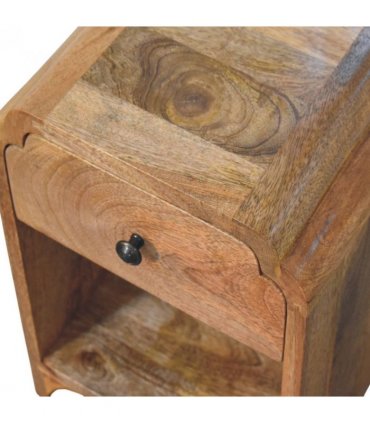 Artisan Furniture Solid Wood Newton Mini Oak-ish Nightstand with a drawer and open shelf, Brown