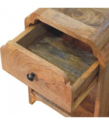 Artisan Furniture Solid Wood Newton Mini Oak-ish Nightstand with a drawer and open shelf, Brown