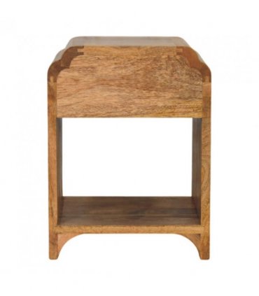 Artisan Furniture Solid Wood Newton Mini Oak-ish Nightstand with a drawer and open shelf, Brown
