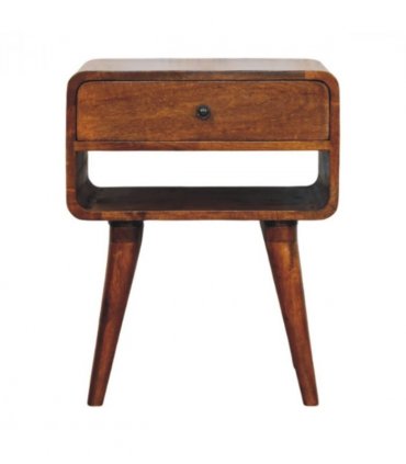 Artisan Furniture Solid Wood Avora Chestnut Nightstand with Drawer and open slot, Brown