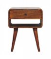 Artisan Furniture Solid Wood Avora Chestnut Nightstand with Drawer and open slot, Brown