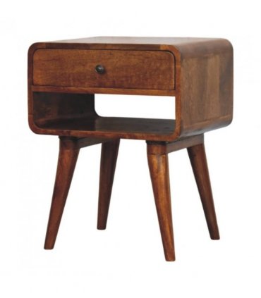 Artisan Furniture Solid Wood Avora Chestnut Nightstand with Drawer and open slot, Brown