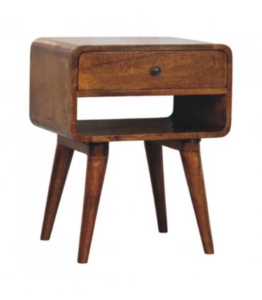 Artisan Furniture Solid Wood Avora Chestnut Nightstand with Drawer and open slot, Brown