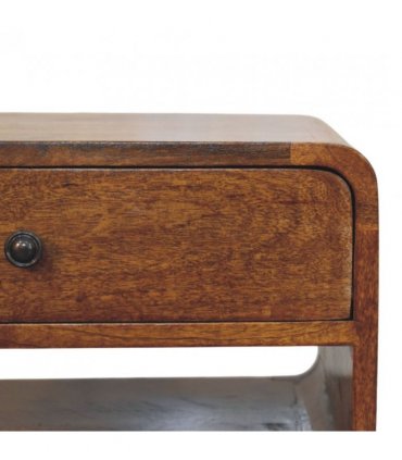 Artisan Furniture Solid Wood Avora Chestnut Nightstand with Drawer and open slot, Brown