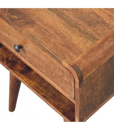 Artisan Furniture Solid Wood Avora Chestnut Nightstand with Drawer and open slot, Brown