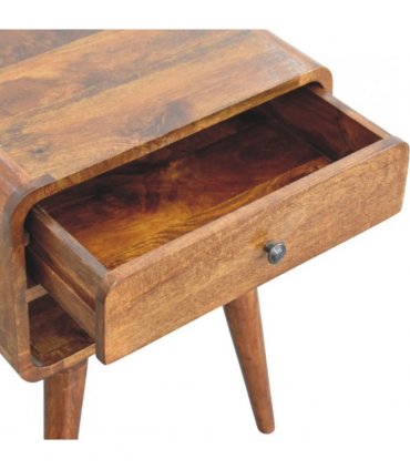 Artisan Furniture Solid Wood Avora Chestnut Nightstand with Drawer and open slot, Brown