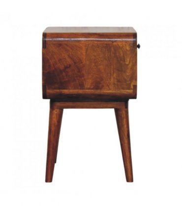 Artisan Furniture Solid Wood Avora Chestnut Nightstand with Drawer and open slot, Brown