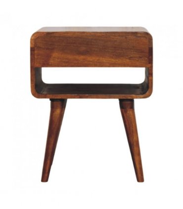 Artisan Furniture Solid Wood Avora Chestnut Nightstand with Drawer and open slot, Brown
