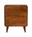 Artisan Furniture Solid Wood Mini Curved Chestnut Chest, 3 Drawers, Dark Brown