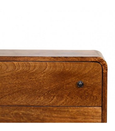 Artisan Furniture Solid Wood Mini Curved Chestnut Chest, 3 Drawers, Dark Brown