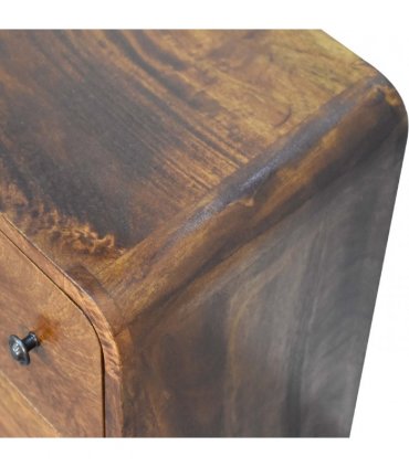 Artisan Furniture Solid Wood Mini Curved Chestnut Chest, 3 Drawers, Dark Brown