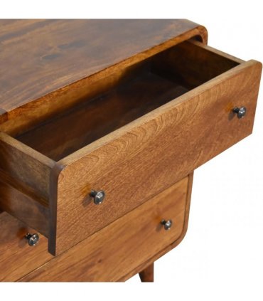 Artisan Furniture Solid Wood Mini Curved Chestnut Chest, 3 Drawers, Dark Brown