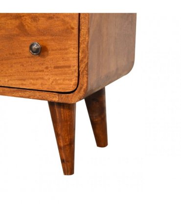 Artisan Furniture Solid Wood Mini Curved Chestnut Chest, 3 Drawers, Dark Brown