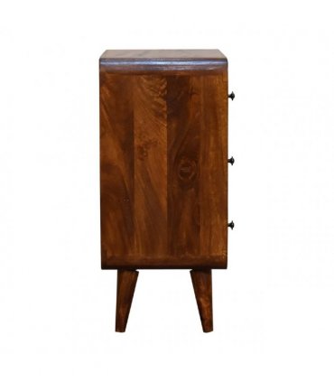 Artisan Furniture Solid Wood Mini Curved Chestnut Chest, 3 Drawers, Dark Brown