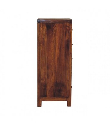 Artisan Furniture Solid Wood Aspen Tallboy, 5 Drawers, Dark Brown