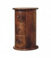 Artisan Furniture Solid Wood Mini Chestnut Drum Chest, 3 Drawers, Dark Brown