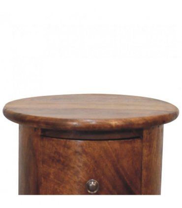 Artisan Furniture Solid Wood Mini Chestnut Drum Chest, 3 Drawers, Dark Brown