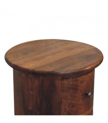 Artisan Furniture Solid Wood Mini Chestnut Drum Chest, 3 Drawers, Dark Brown