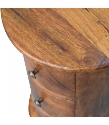 Artisan Furniture Solid Wood Mini Chestnut Drum Chest, 3 Drawers, Dark Brown