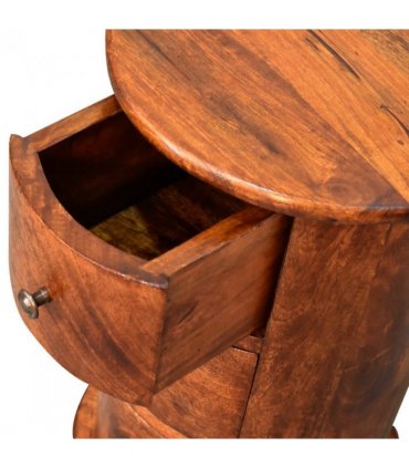 Artisan Furniture Solid Wood Mini Chestnut Drum Chest, 3 Drawers, Dark Brown