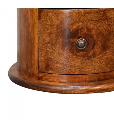 Artisan Furniture Solid Wood Mini Chestnut Drum Chest, 3 Drawers, Dark Brown