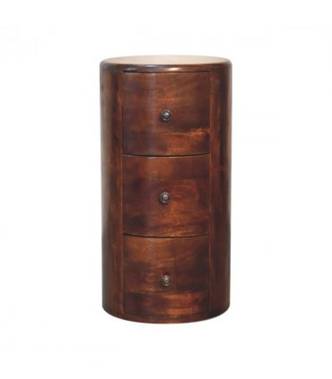 Artisan Furniture Solid Wood Chestnut Drum Chest, 3 Drawers, Dark Brown