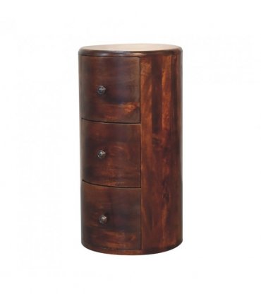 Artisan Furniture Solid Wood Chestnut Drum Chest, 3 Drawers, Dark Brown