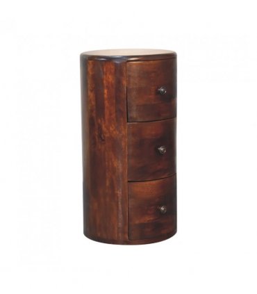 Artisan Furniture Solid Wood Chestnut Drum Chest, 3 Drawers, Dark Brown