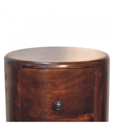 Artisan Furniture Solid Wood Chestnut Drum Chest, 3 Drawers, Dark Brown