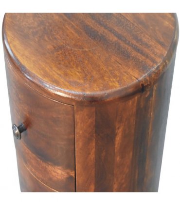 Artisan Furniture Solid Wood Chestnut Drum Chest, 3 Drawers, Dark Brown