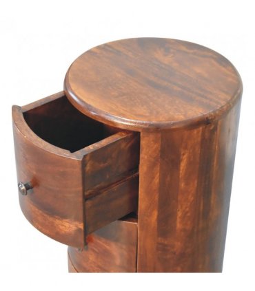 Artisan Furniture Solid Wood Chestnut Drum Chest, 3 Drawers, Dark Brown