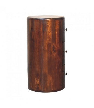 Artisan Furniture Solid Wood Chestnut Drum Chest, 3 Drawers, Dark Brown