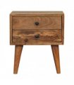 Artisan Furniture Solid Wood Mini Oak-ish Modern Bedside, Brown, 2 Drawers