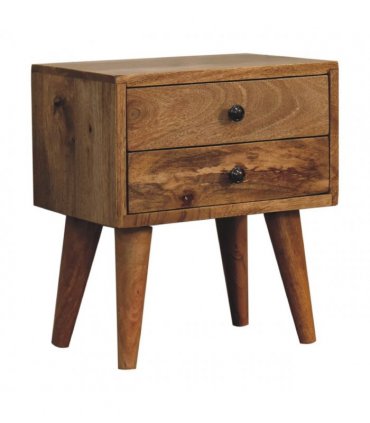 Artisan Furniture Solid Wood Mini Oak-ish Modern Bedside, Brown, 2 Drawers