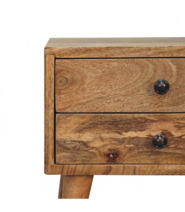 Artisan Furniture Solid Wood Mini Oak-ish Modern Bedside, Brown, 2 Drawers
