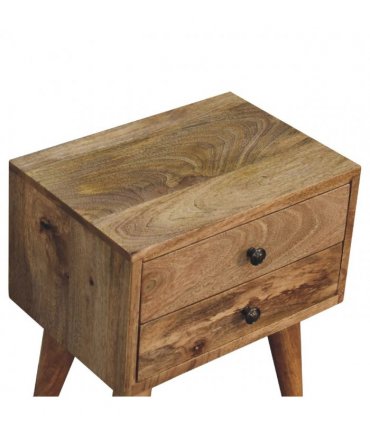Artisan Furniture Solid Wood Mini Oak-ish Modern Bedside, Brown, 2 Drawers
