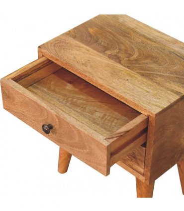 Artisan Furniture Solid Wood Mini Oak-ish Modern Bedside, Brown, 2 Drawers